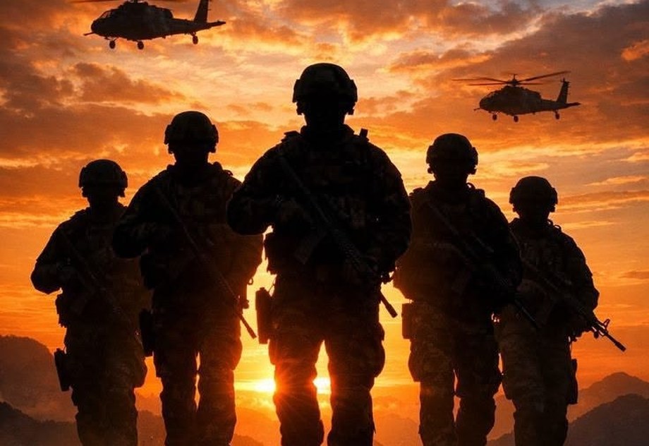 Service members silhouetted at sunset — Lending Buddy military loans